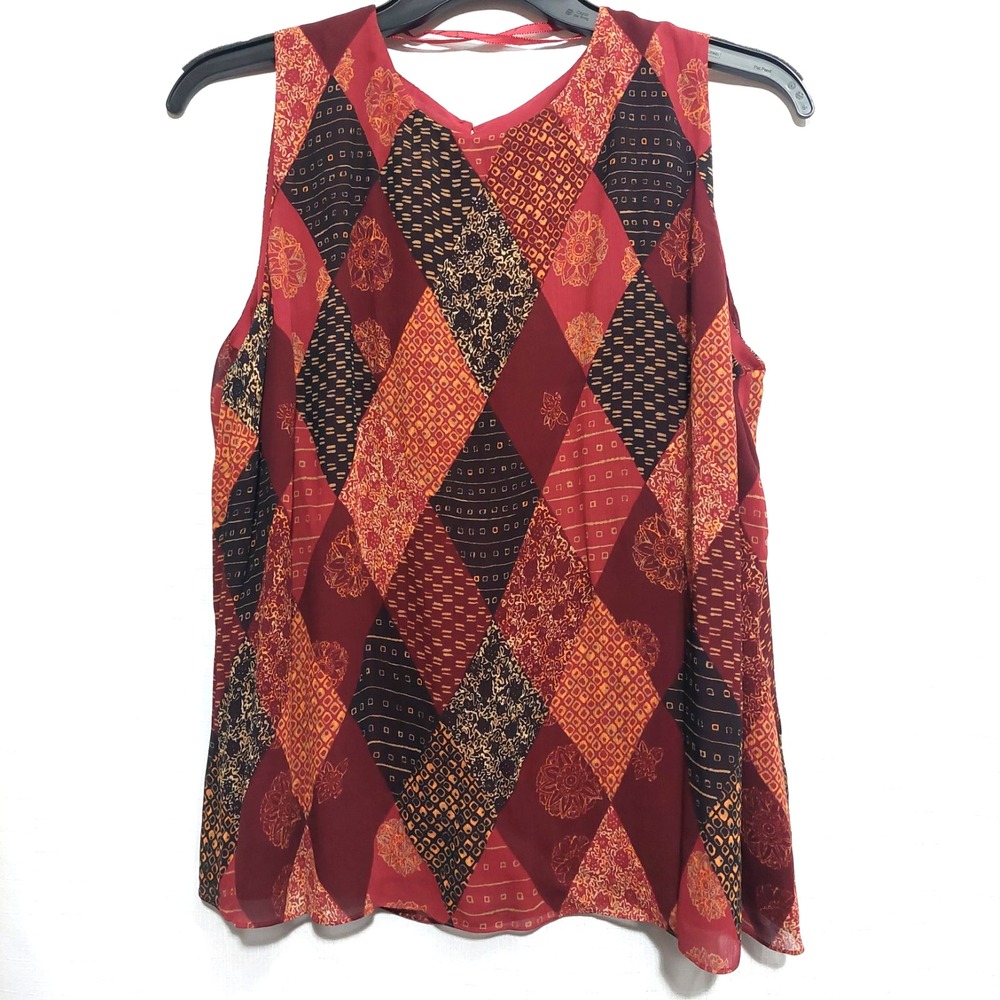 Rena Rowan Womens 18W‎ Sleeveless Lined Blouse Polyester Silk Keyhole Back